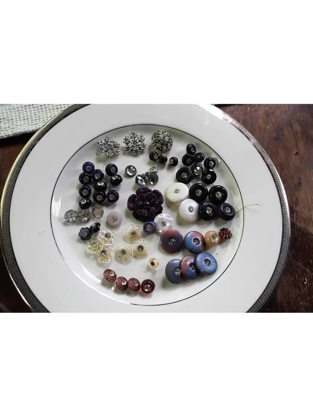 Vintage Button Lot #21, 60+ Vintage Buttons with Rhinestones, Assorted Styles